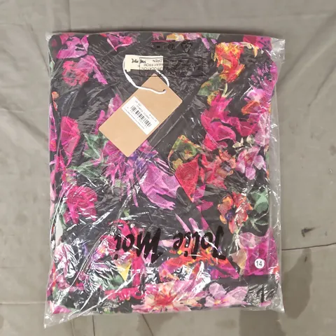 BAGGED JOLIE MOI LONG SLEEVE PRINTED LACE MIDAXI DRESS IN PURPLE FLORAL SIZE 14