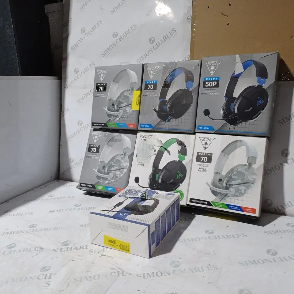 BOX OF 7 ASSORTED BOXED WIRED GAMING HEADSETS TO INCLUDE: TURTLE BEACH & VENUM IN VARIOUS COLOURS