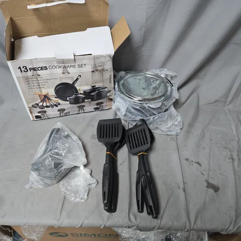 13-PIECE COOKWARE SET WITH LIDS & UTENSILS BOXED