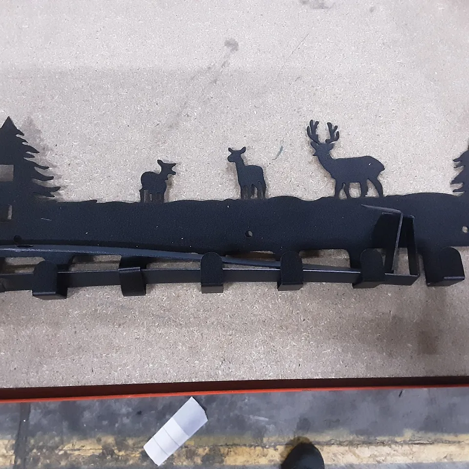 BAGGED BLACK DEER HOOKED COAT RACK