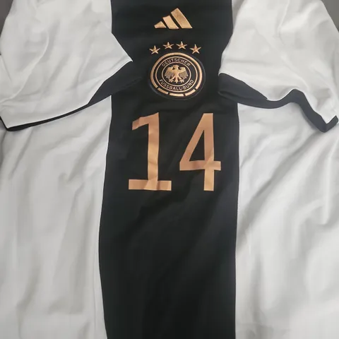 GERMANY NATIONAL TEAM ADIDAS FOOTBALL SHIRT – WHITE WITH BLACK PANEL, NO. 14