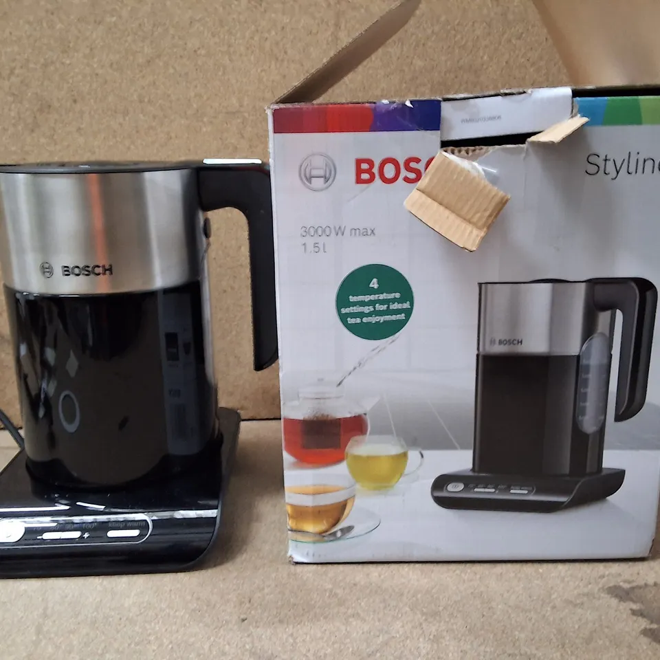 BOXED BOSCH TWK8633GB STYLELINE ELECTRIC KETTLE 1.5 L, 3000W, BLACK/STAINLESS