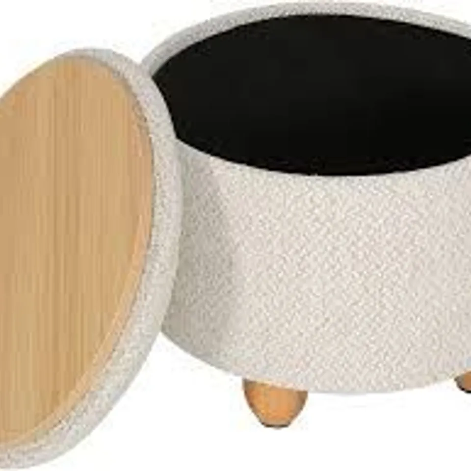 BOXED STORAGE FOOTSTOOL - CREAM
