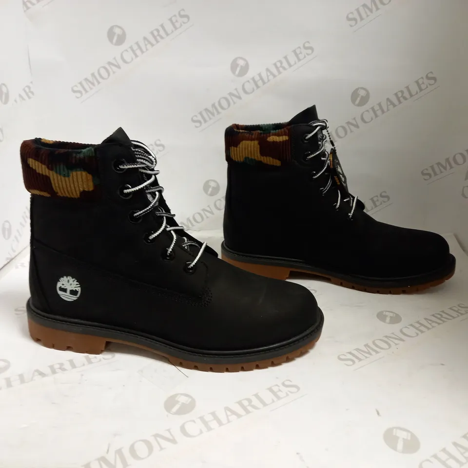TIMBERLAND HERITAGE 6 IN 1 WATERPROOF BOOT BLACK NUBUCK W CAMO W SIZE 9 