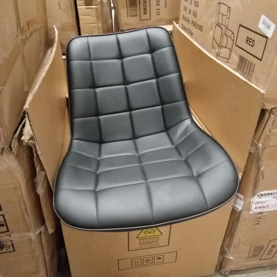 BOXED SET OF 2 FAUX LEATHER DINING CHAIRS - BLACK