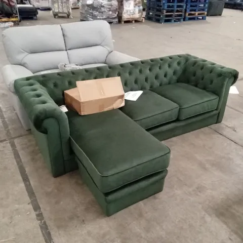 HAMPTON CHESTERFIELD L-SHAPE CORNER SOFA, MOSS GREEN CLASSIC VELVET