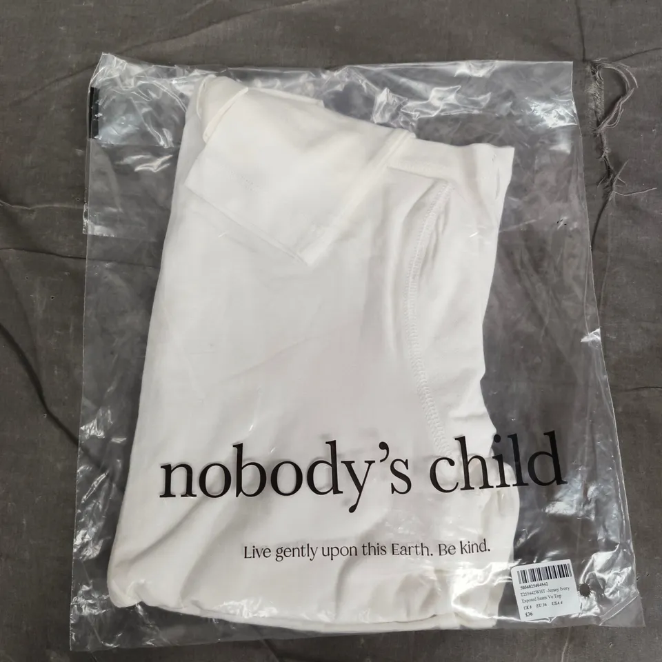 BAGGED NOBODYS CHILD JERSEY IVORY EXPOSED SEAM VE TOP - UK 8