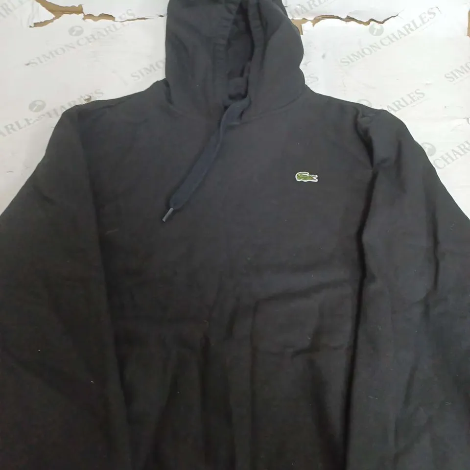 LACOSTE CLASSIC FIT BLACK HOODIE - US LARGE