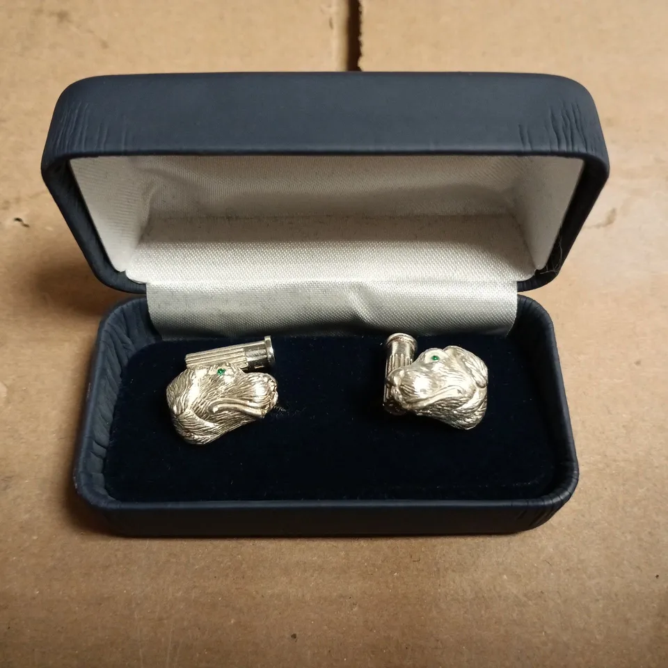 CANINE HEAD SILVER-TONE CUFF LINKS  