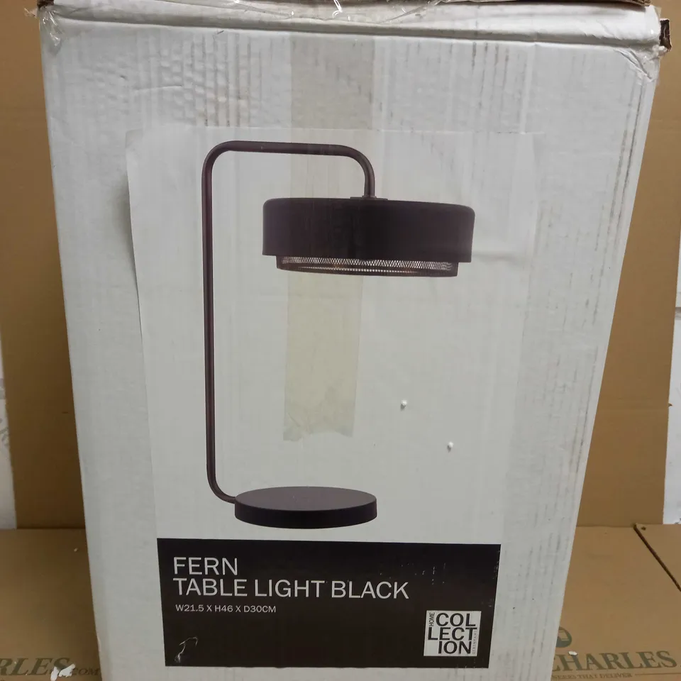 DEBENHAMS FERN TABLE LAMP - BLACK 