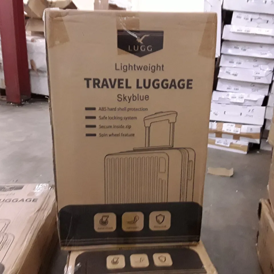 BOXED LUGG JET LIGHT WEIGHT TRAVEL LUGGAGE SUITCASE- SKY BLUE 