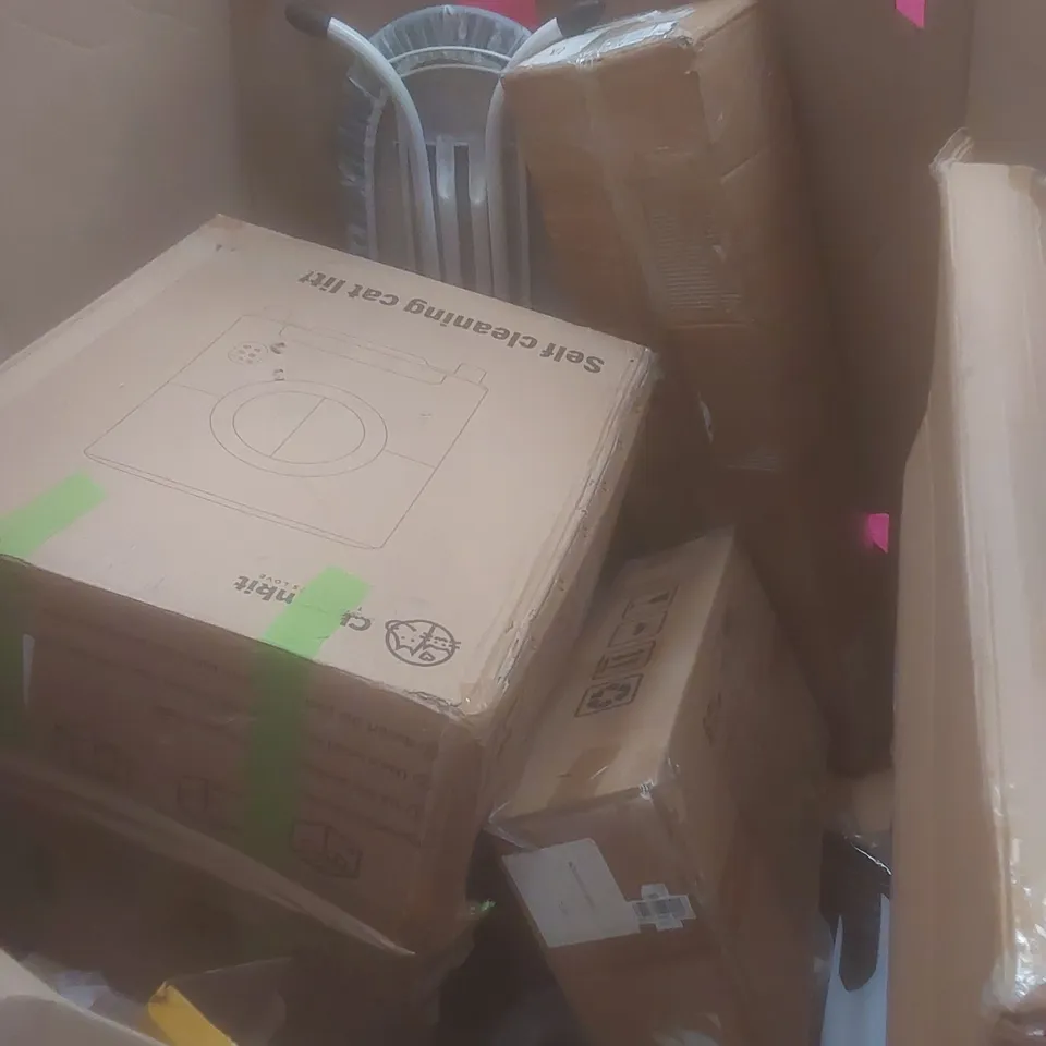PALLET OF ASSORTED HOUSEHOLD GOODS AND PRODUCTS TO INCLUDE; PRESSURE WASHER, EASY MOP, SELF CLEANING CAT LITTER BOX ETC