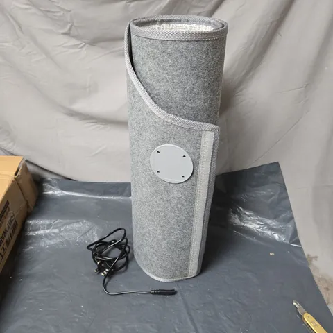 PORTABLE ELECTRIC FOOT WARMER – CYLINDRICAL GREY FABRIC COVER