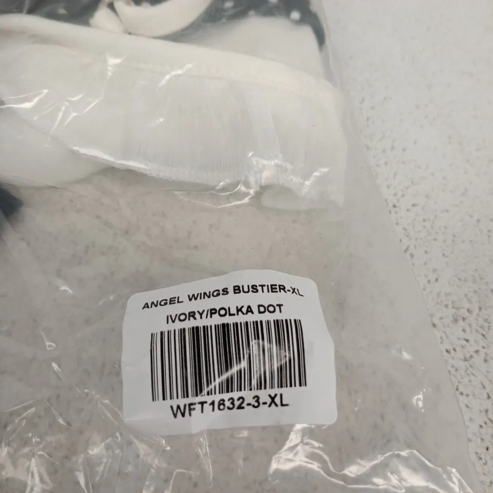 BAGGED WHITE FOX ANGEL WINGS BUSTIER - SIZE XL