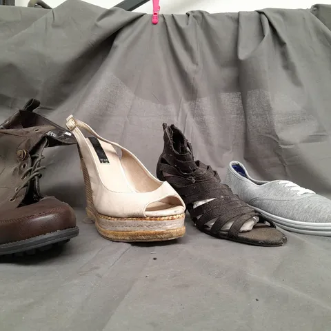 BOX OF APPROX 15 ASSORTED SHOES IN VARIOUS COLOURS & SIZES 