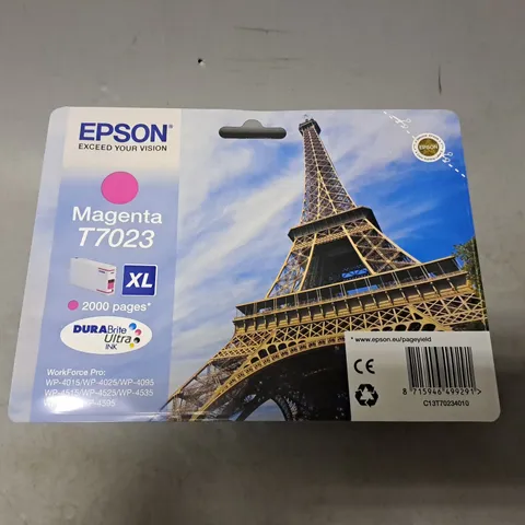 BOX OF APPROXIMATELY 9 EPSON (T7023) ORIGINAL INK CARTRIDGE IN MAGENTA