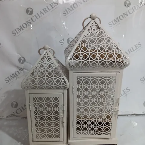 ALISON CORK SET OF 3 X INDOOR/ OUTDOOR FRETWORK METAL LANTERNS