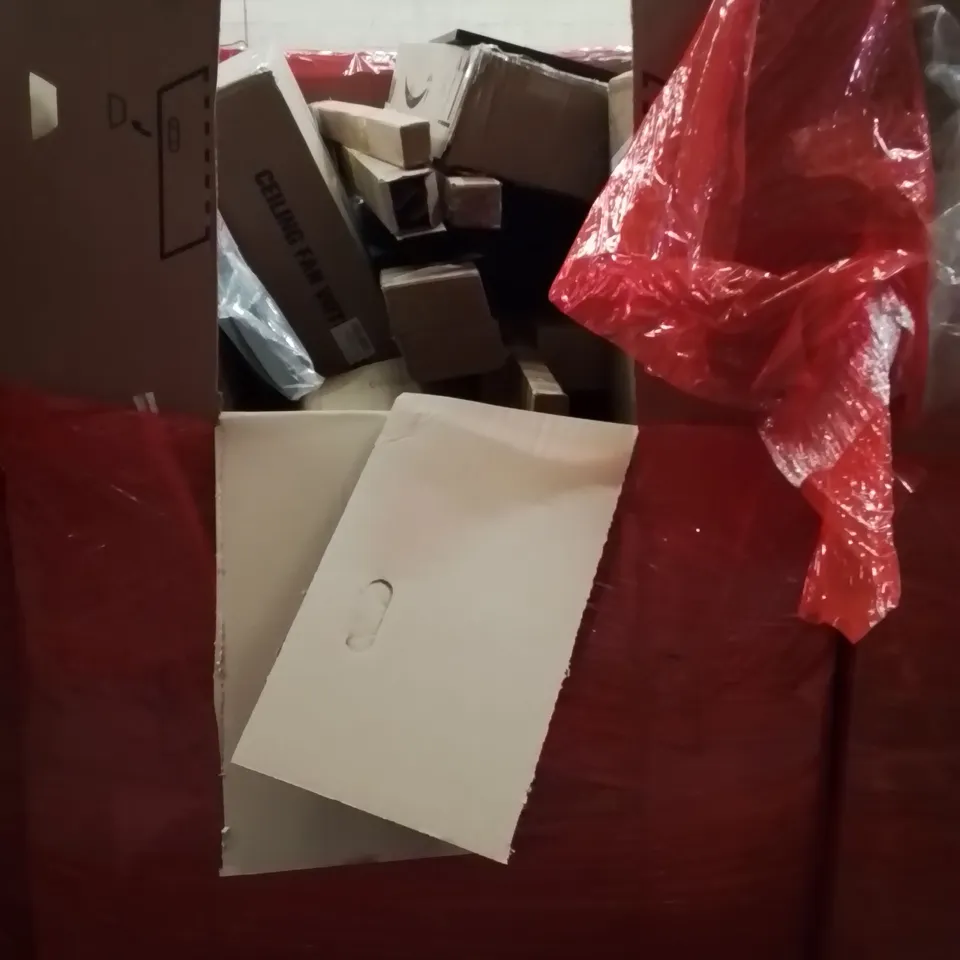 PALLET OF ASSORTED HOUSEHOLD GOODS AND PRODUCTS TO INCLUDE, CHEFMAN CRAFTBREW ESPRESSO MACHINE, SHOWER SET,RETRACTABLE SAFETY GATE, CEILING FAN WITH LIGHT  AND OTHER ASSORTED ITEMS...