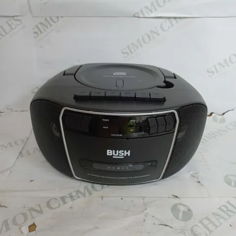 BOXED BUSH CD/CASSETTE BOOMBOX WITH RADIO IN BLACK