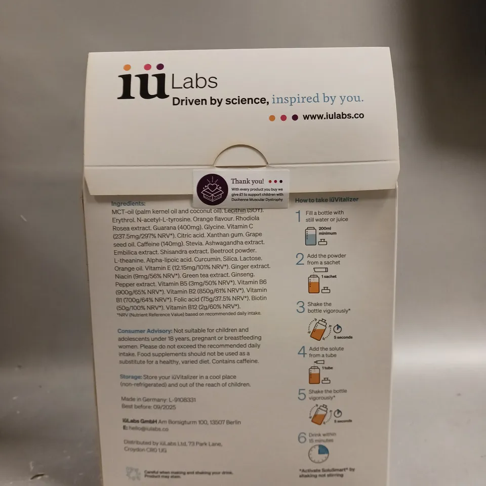SEALED IU LABS VITALIZER ENERGY SYSTEM FOOD SUPPLEMENT 