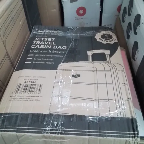 BOXED LUGG 15INCH JETSET TRAVEL CABIN BAG CREAM&BROWN 