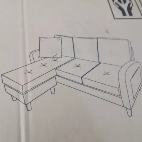 BOXED L-SHAPED 3-SEATER SOFA //GREY -2 BOXES-