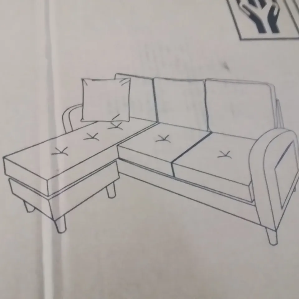 BOXED L-SHAPED 3-SEATER SOFA //GREY -2 BOXES-