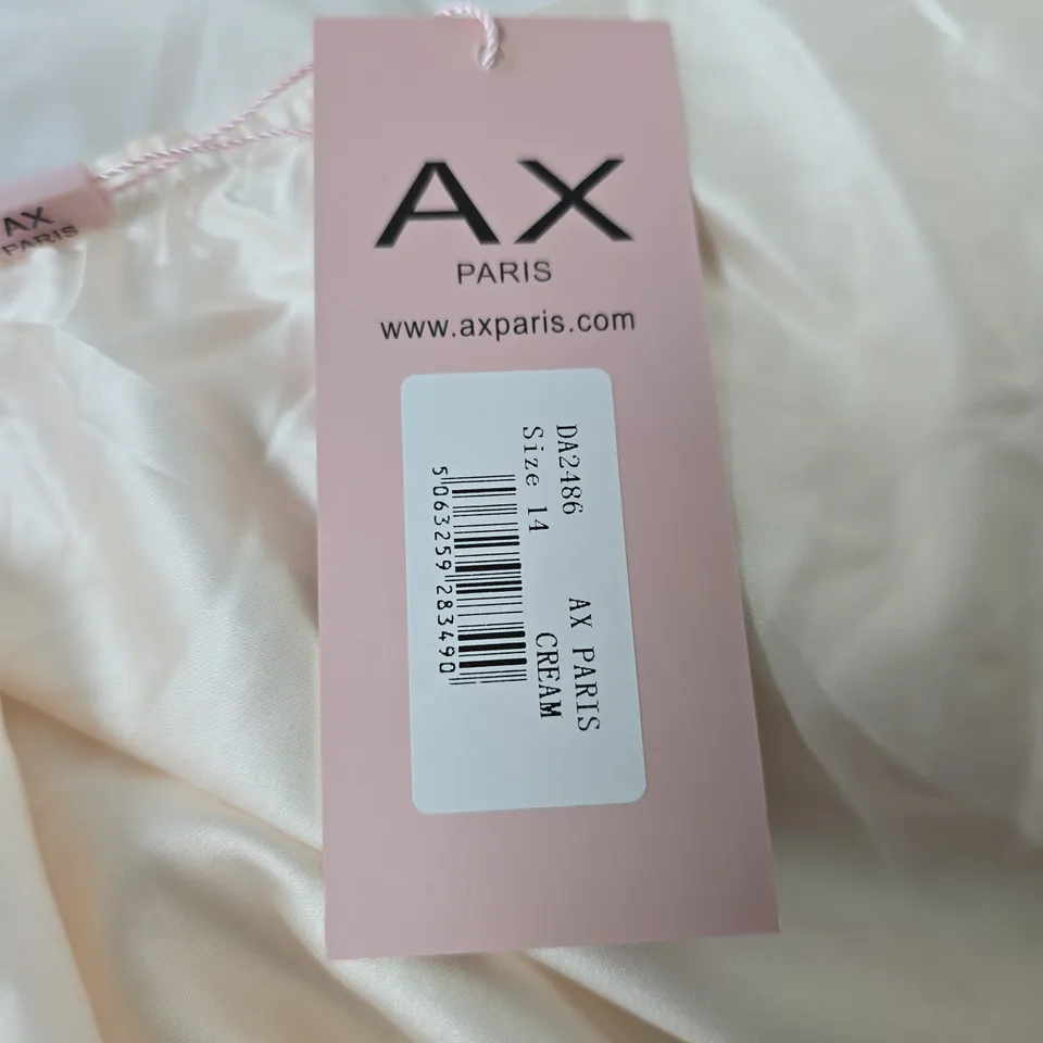 AX PARIS CREAM ONE-SHOULDER DRESS, UK 14