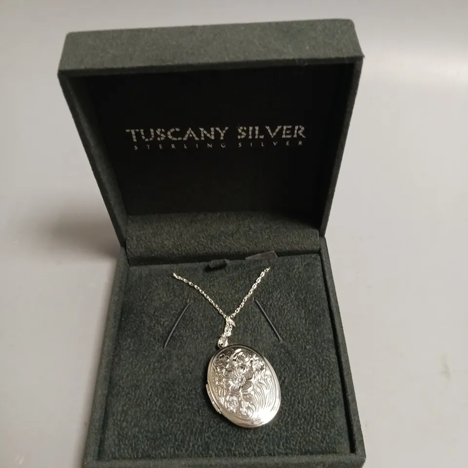 TUSCANY SILVER LOCKET CHAIN WTH FLORAL DESIGN IN STERLING SILVER