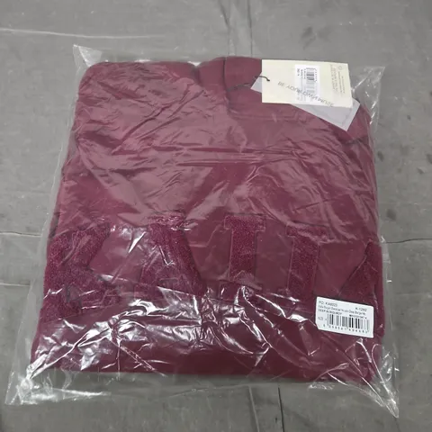 BAGGED KAIIA SLOGAN OVERSIZED HOODIE – DEEP BURGUNDY, UK 8 (US 4)