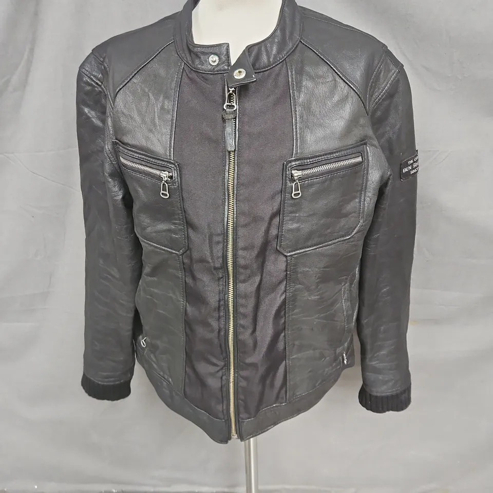 BEN SHERMAN LEATHER JACKET IN BLACK SIZE 3/L