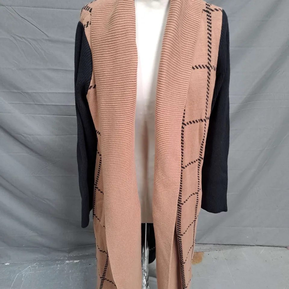 RUTH LANGSFORD LONG RIB CARDIGAN IN MOCHA SIZE S