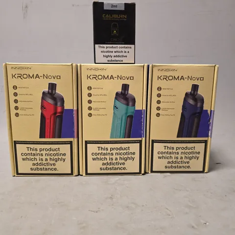 BOX OF APPROXIMATELY 15 ASSORTED E-CIGARETTES PRODUCTS TO INCLUDE - INNOKIN KORMA-NOVA , CALIBURN