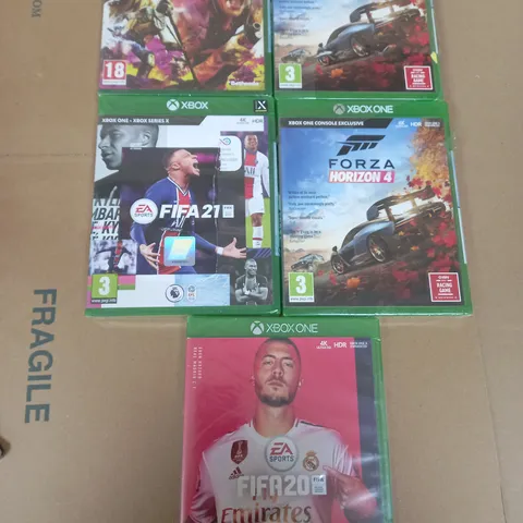 LOT OF 5 SEALED ASSORTED GAMES FOR XBOX ONE TO INCLUDE RAGE AND FIFA 21