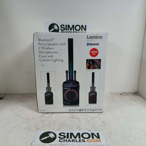 BOXED LENCO BLUETOOTH PARTY SPEAKER WITH WIRELESS MICROPHONES - PA-220