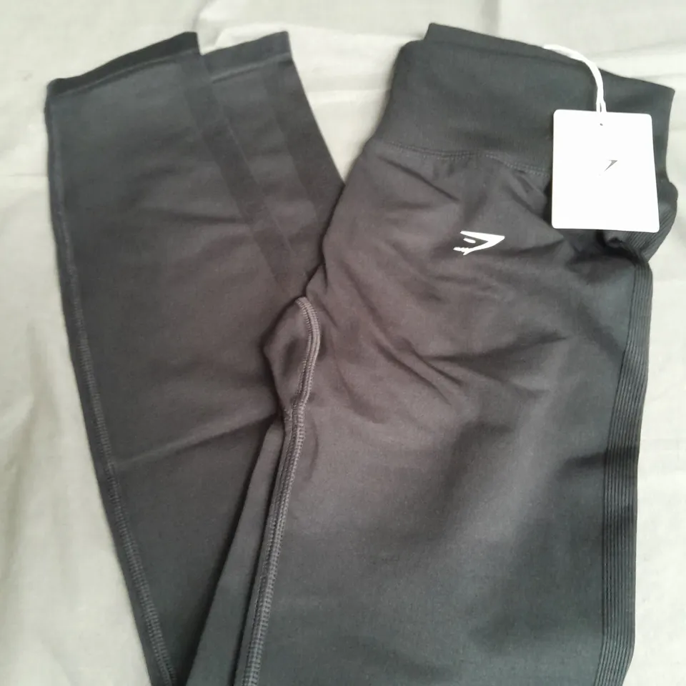 GYMSHARK LIFT CONTOUR SEAMLESS LEGGINGS IN BLACK - LARGE