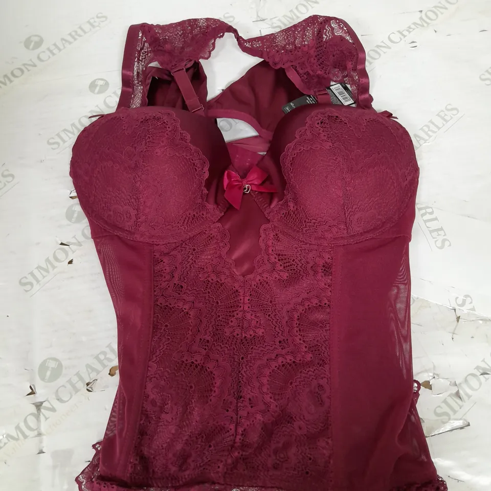 LOVE HONEY MOONLIGHT PLUNGE BASQUE SET IN PURPLE - 3X/4X