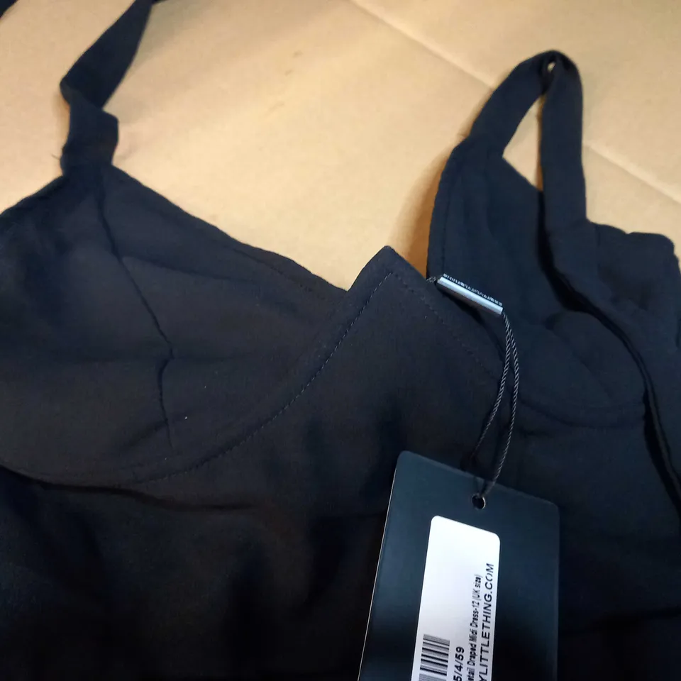 PRETTYLITTLETHINGS BLACK UNDERWIRE DETAIL DRAPED MIDI DRESS - SIZE 12