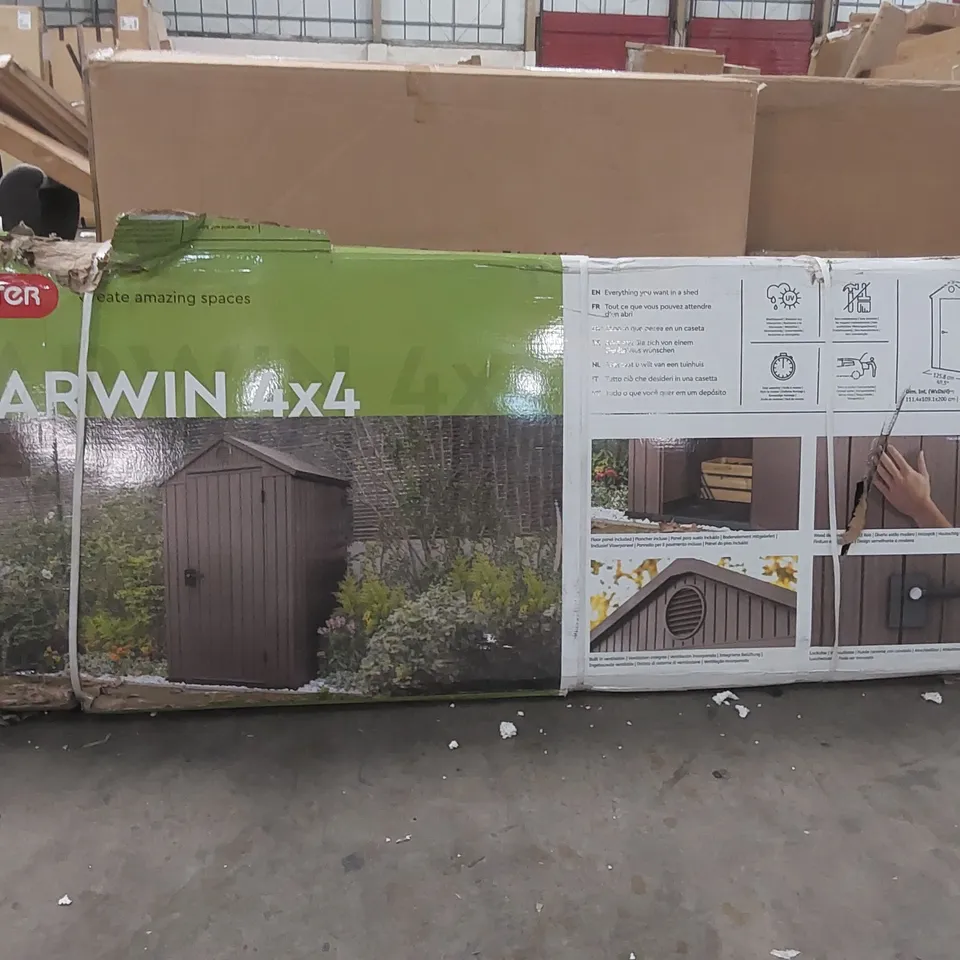 BOXED KETER DARWIN 4X4 EVOTECH+ SHED (1 BOX)