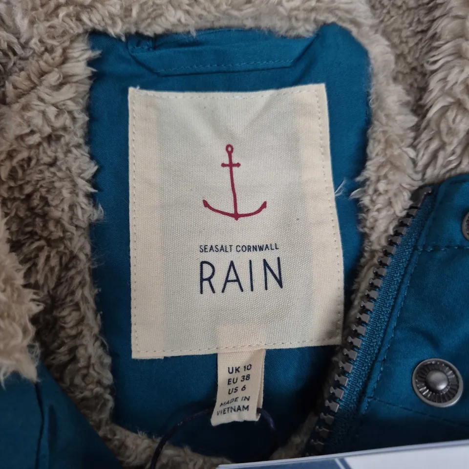 SEASALT CORNWALL RAIN PLANT HUNTER 2 PARKA – WOMEN'S TEAL, UK 10 (EU 38)