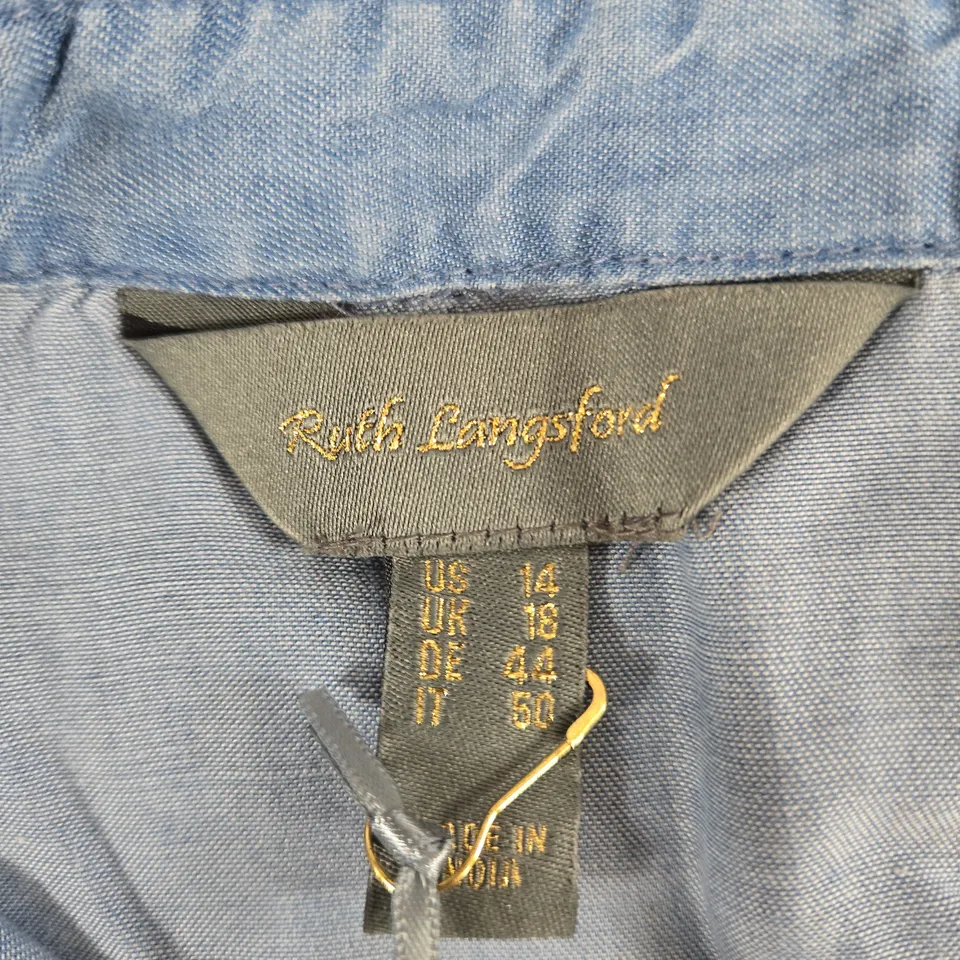 RUTH LANGSFORD DENIM SHIRT – LIGHT BLUE CHAMBRAY, WOMEN'S – UK 18 / US 14 