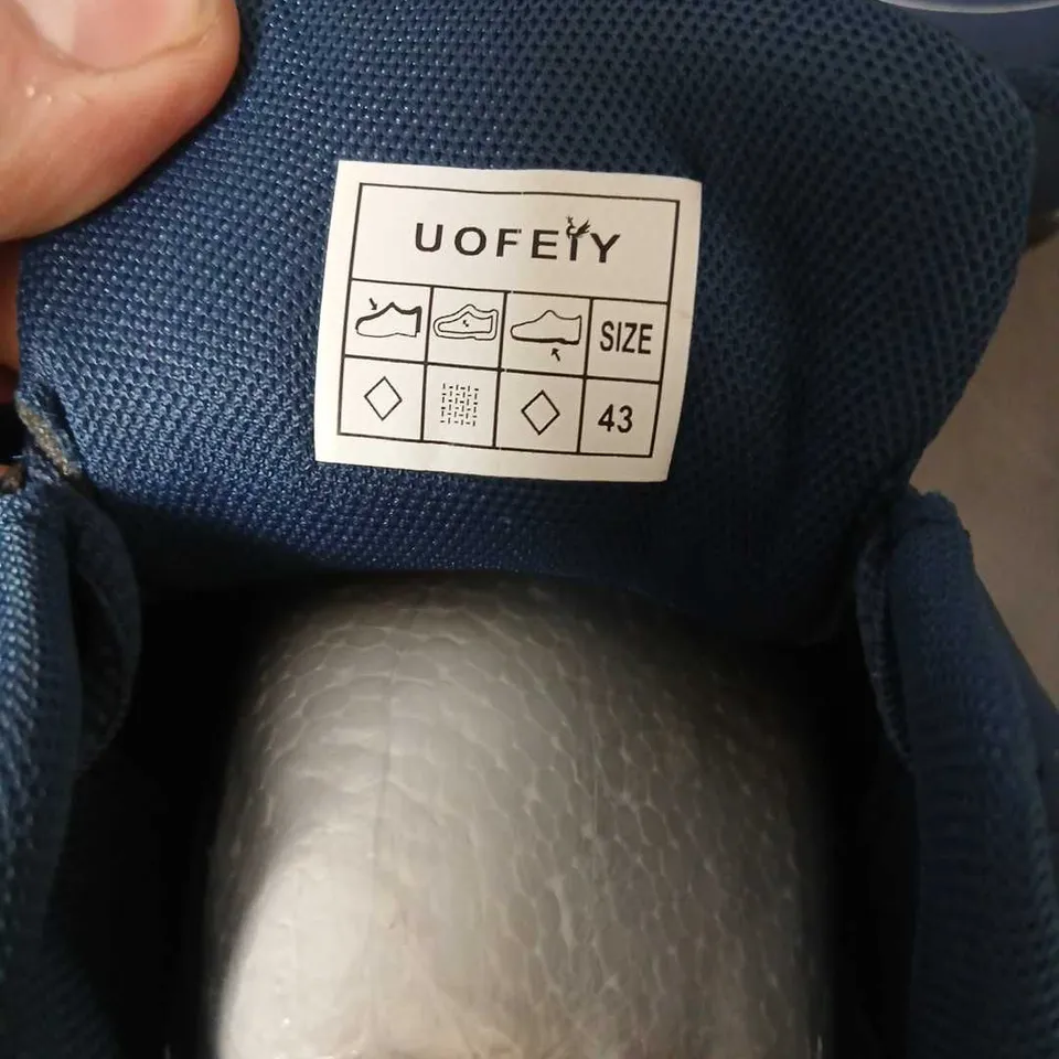 UOFETY BLUE & ORANGE TRAINERS, UK 9.5 (EU 43)