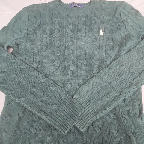 POLO RALPH LAUREN KNITTED JUMPER - GREEN - SIZE SMALL