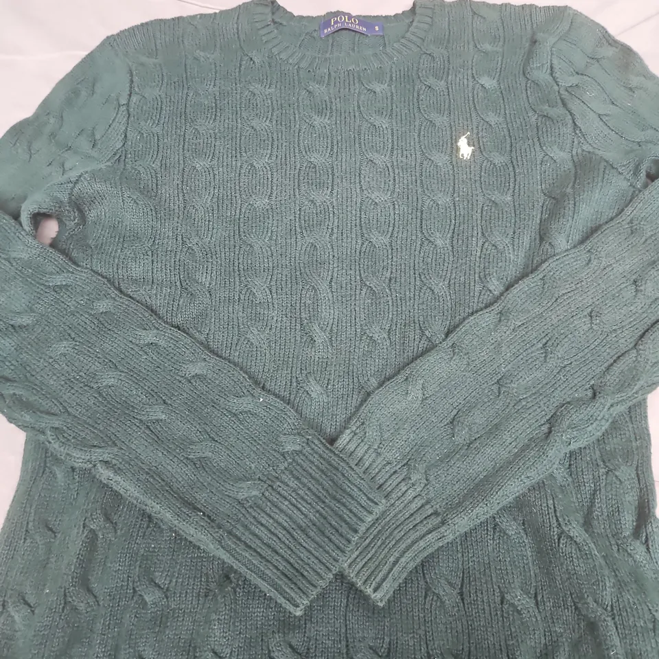 POLO RALPH LAUREN KNITTED JUMPER - GREEN - SIZE SMALL
