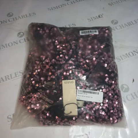BAGGED OASIS SEQUIN VELVET BARDOT TOP SIZE M