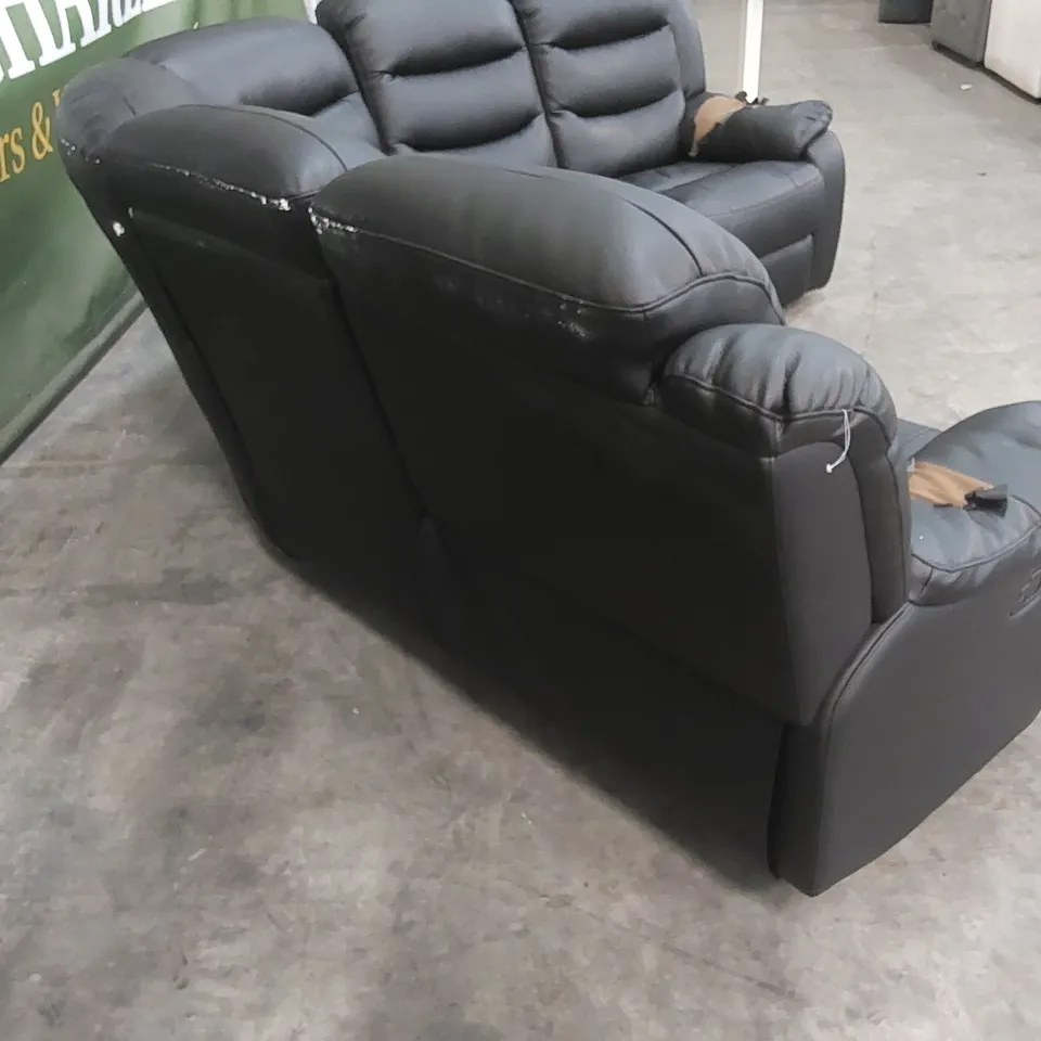 DESIGNER MANUAL RECLINER BLACK LEATHER UPHOLSTERED CORNER SOFA