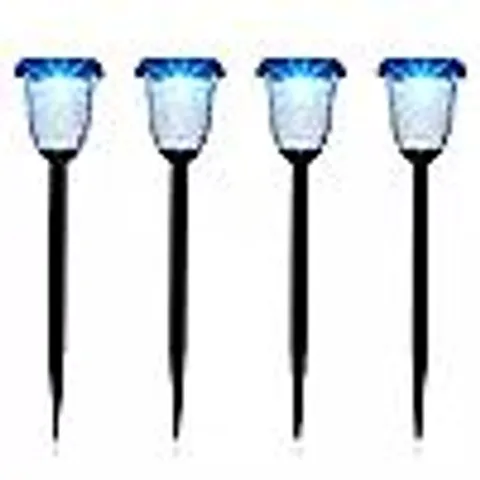 GARDEN STORIES SET OF 4 OVERSIZED PEBBLED GLASS STAKE LIGHTS