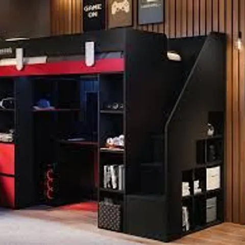 BOXED FLAIR BLAZE GAMING HIGH SLEEPER - BLACK/RED (7 BOXES)