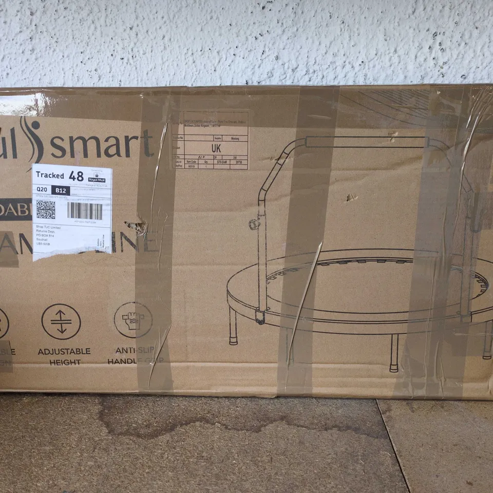 BOXED SOUL SMART FOLDABLE TRAMPOLINE WITH ADJUSTABLE HEIGHT AND ANTI-SLIP HANDLE – BOXED 