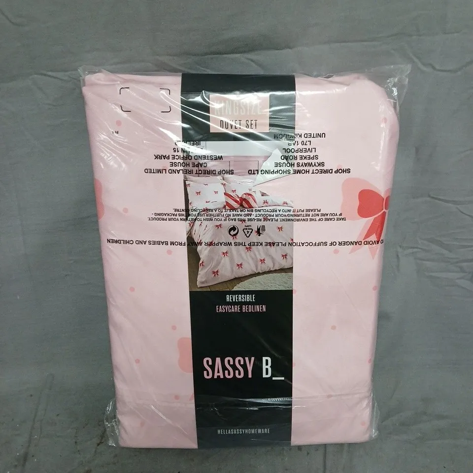 SASSY B KING SIZE DUVET SET IN PINK